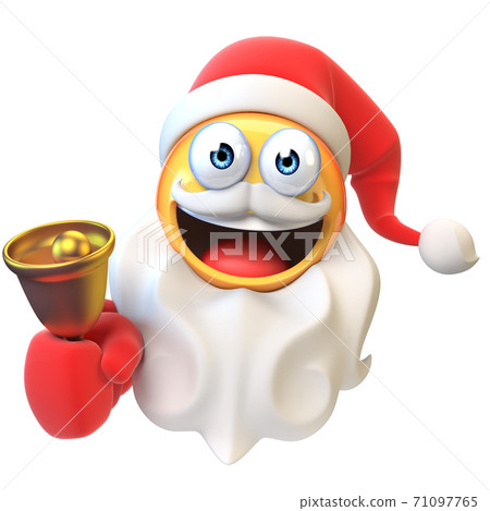 Santa claus emoji, emoticon with beard and Santa's hat 3d rendering 71097765
