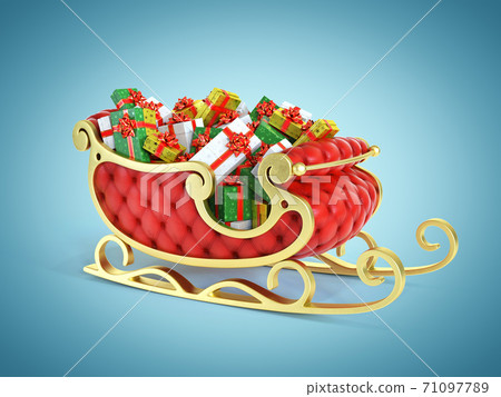 Christmas Santa sleigh full of gift boxes - red... - Stock Illustration ...