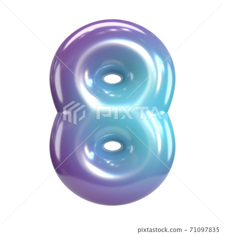 Round purple and blue font, balloon like letters and numbers, 3d rendering number 8 Round purple and blue font, balloon like letters and numbers, 3d rendering number 8 71097835