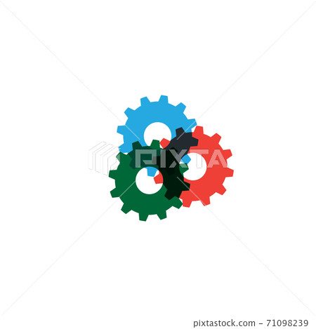 colored gear wheels for team work symbolism. Stock vector illustration isolated on white background. 71098239