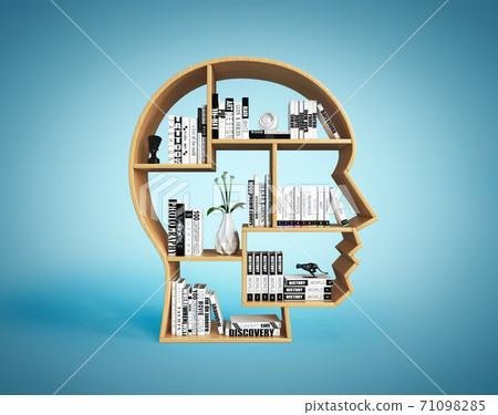 Bookshelves in the shape of human head, education book shelf concept 3d rendering Bookshelves in the shape of human head, education book shelf concept 3d rendering 71098285