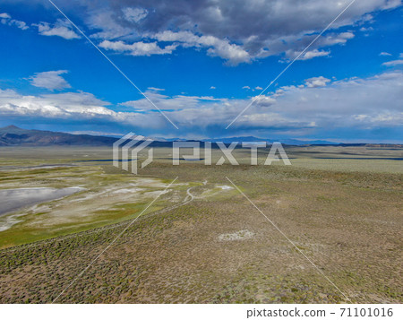 Aerial view of Long Valley next to Mammoth Lakes, Mono County, California. USA. 71101016