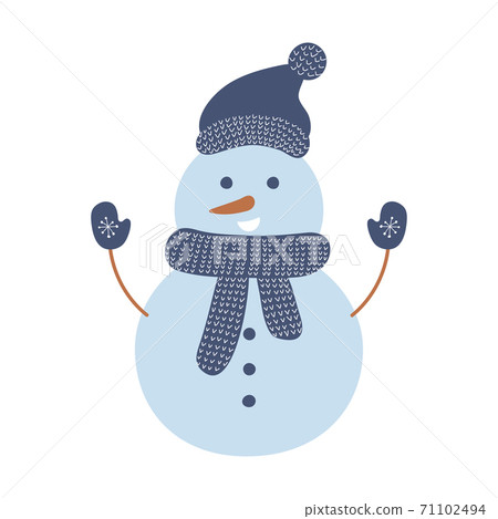 Snowman with hat and scarf isolated on white background. Vector illustration Snowman with hat and scarf isolated on white background. Vector illustration 71102494