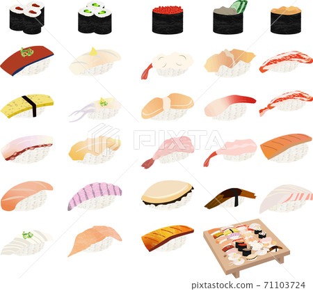 一套完整的簡單壽司插圖 一套完整的簡單壽司插圖 71103724