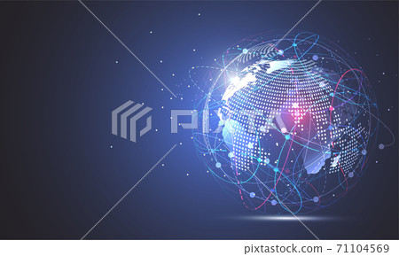 Global network connection. World map point and line composition concept of global business. Vector Illustration 71104569