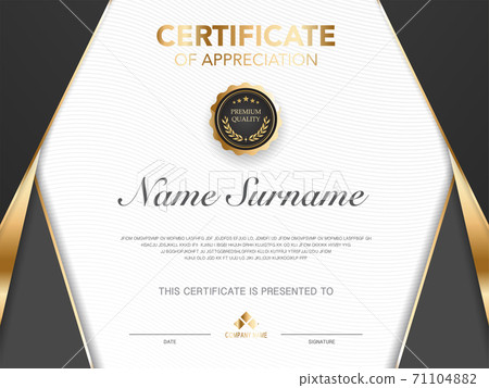 diploma certificate template black and gold color with luxury and modern style vector image, suitable for appreciation. Vector illustration. diploma certificate template black and gold color with luxury and modern style vector image, suitable for appreciation. Vector illustration. 71104882