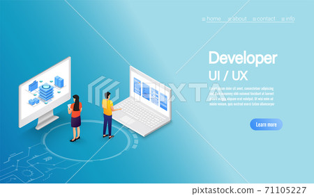 Business concept peoples working UI UX Development. Vector illustrations. Business concept peoples working UI UX Development. Vector illustrations. 71105227