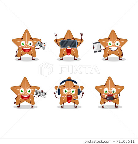 Stars cookie cartoon character are playing games with various cute emoticons Stars cookie cartoon character are playing games with various cute emoticons 71105511