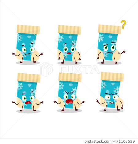 Cartoon character of blue christmas socks with what expression Cartoon character of blue christmas socks with what expression 71105589