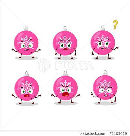 Cartoon character of christmas ball pink with what expression Cartoon character of christmas ball pink with what expression 71105619