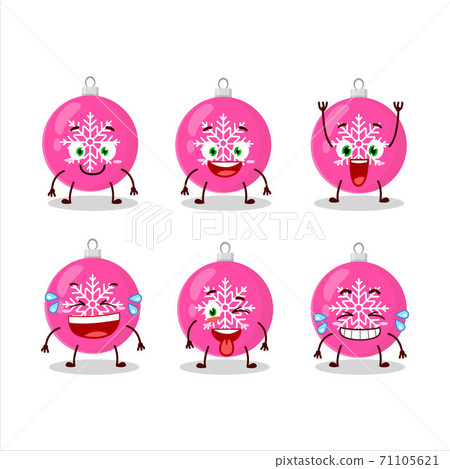 Cartoon character of christmas ball pink with smile expression Cartoon character of christmas ball pink with smile expression 71105621