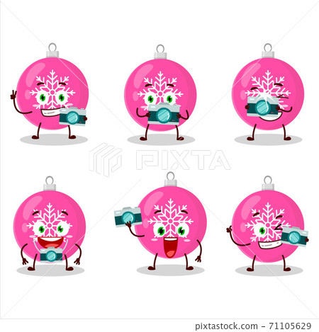 Photographer profession emoticon with christmas ball pink cartoon character Photographer profession emoticon with christmas ball pink cartoon character 71105629