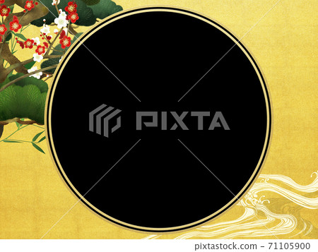 松竹和金箔的日式框架-有多種變體 71105900