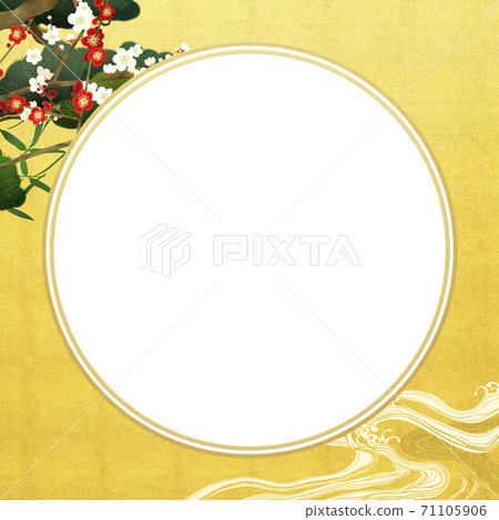 松竹和金箔的日式框架-有多種變體 71105906