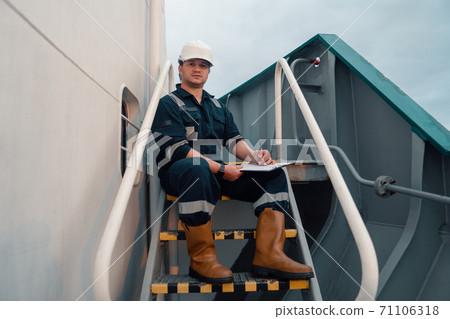 Marine Deck Officer or Chief mate on deck of offshore vessel or ship 71106318