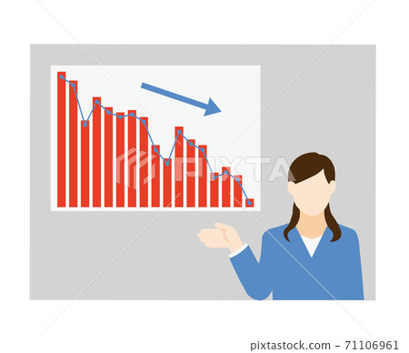Vector illustration material of business woman and descending graph Vector illustration material of business woman and descending graph 71106961