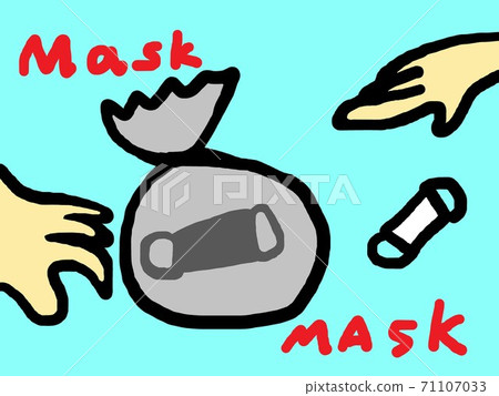 將用過的口罩放在垃圾袋中 將用過的口罩放在垃圾袋中 71107033