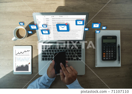 Mail Communication Connection message to mailing contacts phone Global Letters Concept Mail Communication Connection message to mailing contacts phone Global Letters Concept 71107110