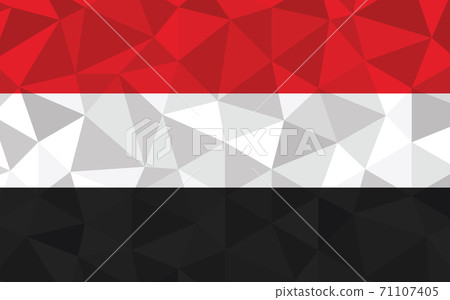 Low poly Yemen flag vector illustration. Triangular Yemeni flag graphic. Yemen country flag is a symbol of independence. Low poly Yemen flag vector illustration. Triangular Yemeni flag graphic. Yemen country flag is a symbol of independence. 71107405