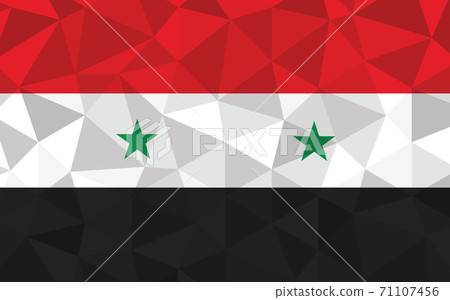 Low poly Syria flag vector illustration. Triangular Syrian flag graphic. Syria country flag is a symbol of independence. Low poly Syria flag vector illustration. Triangular Syrian flag graphic. Syria country flag is a symbol of independence. 71107456
