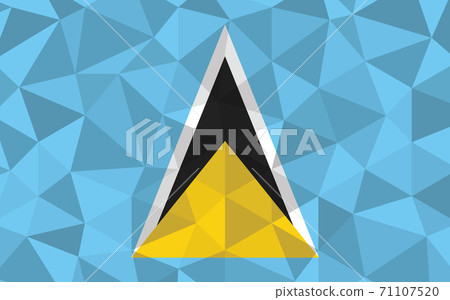Low poly Saint Lucia flag vector illustration. Triangular Saint Lucian flag graphic. Saint Lucia country flag is a symbol of independence. 71107520