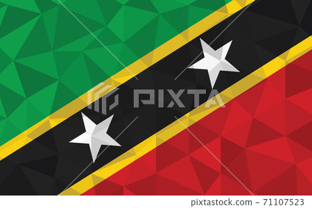 Low poly Saint Kitts and Nevis flag vector illustration. Triangular Saint Christopher and Nevis flag graphic. Saint Kitts and Nevis country flag is a symbol of independence. 71107523