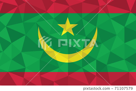 Low poly Mauritania flag vector illustration. Triangular Mauritanian flag graphic. Mauritania country flag is a symbol of independence. Low poly Mauritania flag vector illustration. Triangular Mauritanian flag graphic. Mauritania country flag is a symbol of independence. 71107579