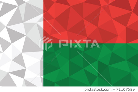 Low poly Madagascar flag vector illustration. Triangular Malagasy flag graphic. Madagascar country flag is a symbol of independence. Low poly Madagascar flag vector illustration. Triangular Malagasy flag graphic. Madagascar country flag is a symbol of independence. 71107589