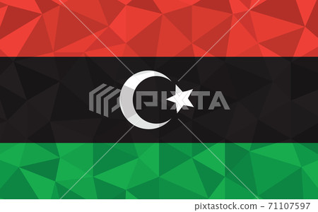 Low poly Libya flag vector illustration. Triangular Libyan flag graphic. Libya country flag is a symbol of independence. Low poly Libya flag vector illustration. Triangular Libyan flag graphic. Libya country flag is a symbol of independence. 71107597