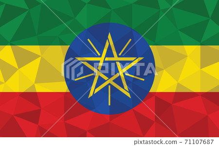 Low poly Ethiopia flag vector illustration. Triangular Ethiopian flag graphic. Ethiopia country flag is a symbol of independence. Low poly Ethiopia flag vector illustration. Triangular Ethiopian flag graphic. Ethiopia country flag is a symbol of independence. 71107687