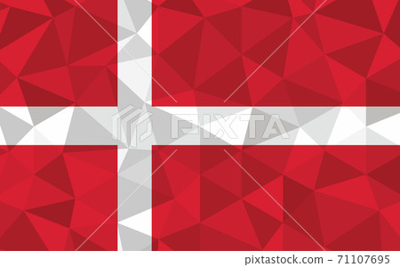 Low poly Denmark flag vector illustration. Triangular Danish flag graphic. Denmark country flag is a symbol of independence. 71107695