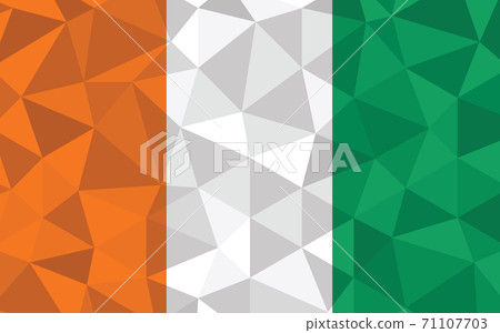 Low poly Ivorian flag vector illustration. Triangular Cote d'Ivorie flag graphic. Ivorian country flag is a symbol of independence. Low poly Ivorian flag vector illustration. Triangular Cote d'Ivorie flag graphic. Ivorian country flag is a symbol of independence. 71107703