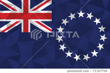 Low poly Cook Islands flag vector illustration. Triangular Cook Islander flag graphic. Cook Islands country flag is a symbol of independence. 71107704