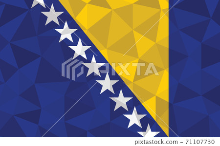 Low poly Bosnia and Herzegovina flag vector illustration. Triangular Bosniak flag graphic. Bosnia and Herzegovina country flag is a symbol of independence. 71107730