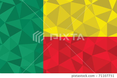 Low poly Benin flag vector illustration. Triangular Beninese flag graphic. Benin country flag is a symbol of independence. 71107731