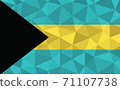 Low poly Bahamas flag vector illustration. Triangular Bahamian flag graphic. Bahamas country flag is a symbol of independence. 71107738