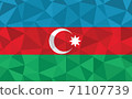 Low poly Azerbaijan flag vector illustration. Triangular Azerbaijani flag graphic. Azerbaijan country flag is a symbol of independence. 71107739