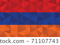 Low poly Armenia flag vector illustration. Triangular Armenian flag graphic. Armenia country flag is a symbol of independence. 71107743