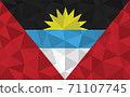 Low poly Antigua and Barbuda flag vector illustration. Triangular Antiguan and Barbudan flag graphic. Antigua and Barbuda country flag is a symbol of independence. 71107745