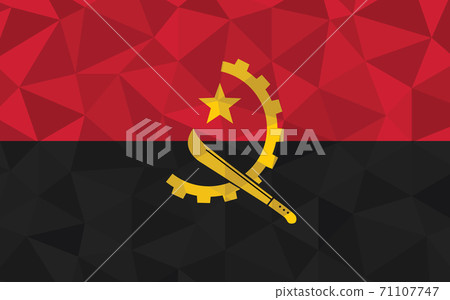 Low poly Angola flag vector illustration. Triangular Angolan flag graphic. Angola country flag is a symbol of independence. Low poly Angola flag vector illustration. Triangular Angolan flag graphic. Angola country flag is a symbol of independence. 71107747