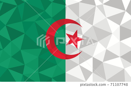 Low poly Algeria flag vector illustration. Triangular Algerian flag graphic. Algeria country flag is a symbol of independence. Low poly Algeria flag vector illustration. Triangular Algerian flag graphic. Algeria country flag is a symbol of independence. 71107748