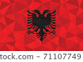 Low poly Albania flag vector illustration. Triangular Albanian flag graphic. Albania country flag is a symbol of independence. 71107749