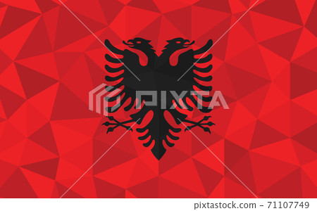 Low poly Albania flag vector illustration. Triangular Albanian flag graphic. Albania country flag is a symbol of independence. 71107749