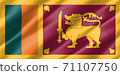 Real size waving Sri Lanka flag illustration. Rectangular Sri Lankan waving flag is a symbol of nation. 71107750