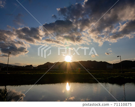 Sunset view of some cityscape with reflection in Xindian District area Sunset view of some cityscape with reflection in Xindian District area 71110875