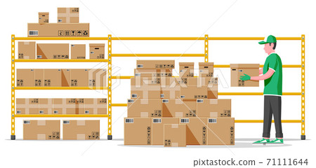 Warehouse shelves with boxes and mover 71111644