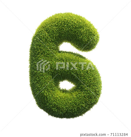 Grass font 3d rendering number 6 71113284