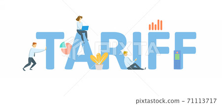 Tariff. Concept with keywords, people and icons. Flat vector illustration. Isolated on white. Tariff. Concept with keywords, people and icons. Flat vector illustration. Isolated on white. 71113717