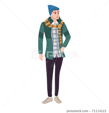 Young man student in modern autumn trendy... - Stock Illustration ...