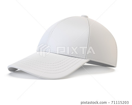 White baseball cap mock up, blank hat template isolated on white background 3d rendering White baseball cap mock up, blank hat template isolated on white background 3d rendering 71115203
